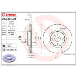 Disque de frein BREMBO 09C39121 avant, ventilé, à haute teneur en carbone, 1 pièce