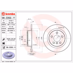 Disque de frein BREMBO 08C35211 arrière, plein, à haute teneur en carbone, 1 pièce