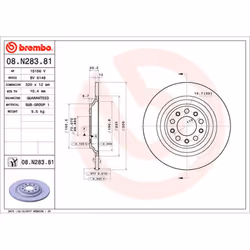 Disque de frein BREMBO 08N28381 arrière, plein, 1 pièce