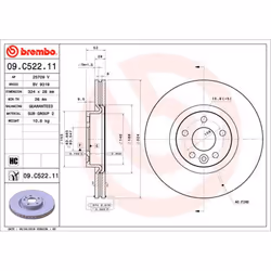 Disque de frein BREMBO 09C52211 avant, ventilé, à haute teneur en carbone, 1 pièce