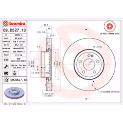 Disque de frein BREMBO 09D52713 avant, ventilé, à haute teneur en carbone, 1 pièce