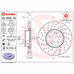 Disque de frein BREMBO 09D52923 avant, ventilé, à haute teneur en carbone, 1 pièce