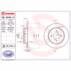 Disque de frein BREMBO 08C04641 avant, plein, 1 pièce