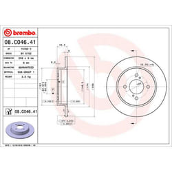 Disque de frein BREMBO 08C04641 avant, plein, 1 pièce
