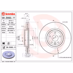 Disque de frein BREMBO 09D06311 avant, ventilé, à haute teneur en carbone, 1 pièce