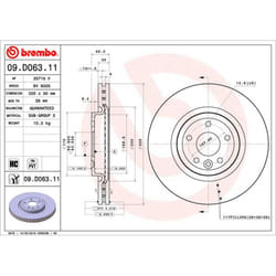 Disque de frein BREMBO 09D06311 avant, ventilé, à haute teneur en carbone, 1 pièce