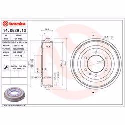 Tambour de frein BREMBO 14.D629.10 - Vue supplémentaire 3