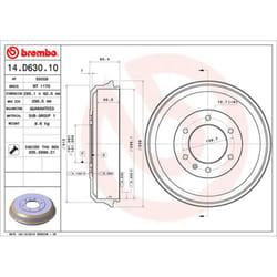Tambour de frein BREMBO 14.D630.10