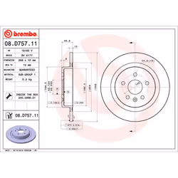 Disque de frein BREMBO 08D75711 arrière, plein, 1 pièce
