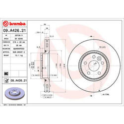 Disque de frein BREMBO 09A42621 avant, ventilé, à haute teneur en carbone, 1 pièce