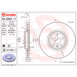 Disque de frein BREMBO 09D06411 avant, ventilé, à haute teneur en carbone, 1 pièce