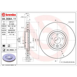 Disque de frein BREMBO 09D06411 avant, ventilé, à haute teneur en carbone, 1 pièce