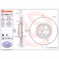 Disque de frein BREMBO 09D06421 avant, ventilé, à haute teneur en carbone, 1 pièce