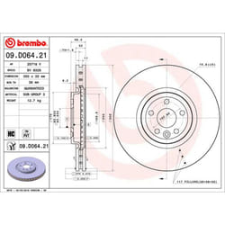 Disque de frein BREMBO 09D06421 avant, ventilé, à haute teneur en carbone, 1 pièce