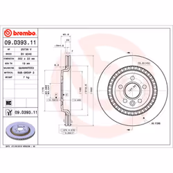 Disque de frein BREMBO 09D39311 arrière, ventilé, à haute teneur en carbone, 1 pièce