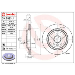 Disque de frein BREMBO 09D39311 arrière, ventilé, à haute teneur en carbone, 1 pièce