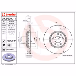 Disque de frein BREMBO 09D50911 avant, ventilé, à haute teneur en carbone, 1 pièce