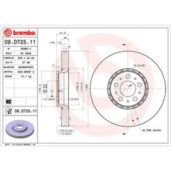 Disque de frein BREMBO 09D72511 avant, ventilé, à haute teneur en carbone, 1 pièce