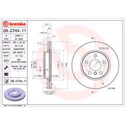 Disque de frein BREMBO 09C74411 avant, ventilé, à haute teneur en carbone, 1 pièce