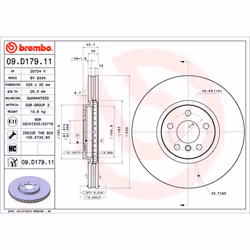 Disque de frein BREMBO 09D17911 avant, ventilé, à haute teneur en carbone, 1 pièce