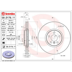 Disque de frein BREMBO 09D17911 avant, ventilé, à haute teneur en carbone, 1 pièce