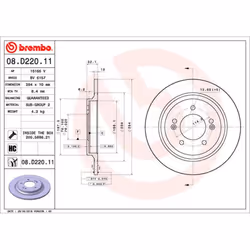 Disque de frein BREMBO 08D22011 arrière, plein, à haute teneur en carbone, 1 pièce