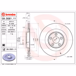Disque de frein BREMBO 09D06111 arrière, ventilé, à haute teneur en carbone, 1 pièce