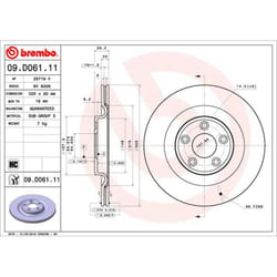 Disque de frein BREMBO 09D06111 arrière, ventilé, à haute teneur en carbone, 1 pièce