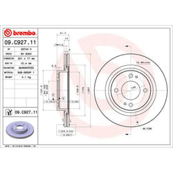 Disque de frein BREMBO 09C92711 avant, ventilé, 1 pièce
