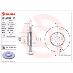 Disque de frein BREMBO 09D06511 avant, ventilé, 1 pièce