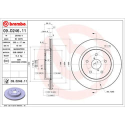 Disque de frein BREMBO 09D24611 arrière, ventilé, 1 pièce