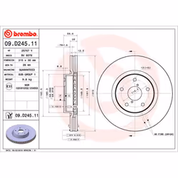 Disque de frein BREMBO 09D24511 avant, ventilé, 1 pièce