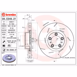 Disque de frein BREMBO 09C54921 avant, ventilé, rainuré, à haute teneur en carbone, 1 pièce