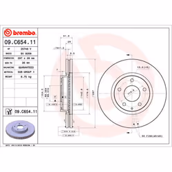 Disque de frein BREMBO 09C65411 avant, ventilé, 1 pièce