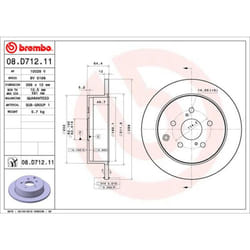 Disque de frein BREMBO 08D71211 arrière, plein, 1 pièce