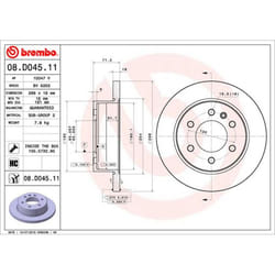 Disque de frein BREMBO 08D04511 arrière, plein, à haute teneur en carbone, 1 pièce