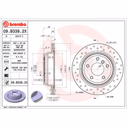 Disque de frein BREMBO XTRA LINE BREMBO 09.B338.2X, 1 pièce