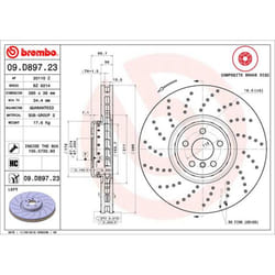 Disque de frein BREMBO 09D89723 avant, ventilé, à haute teneur en carbone, 1 pièce