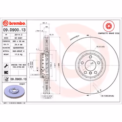 Disque de frein BREMBO 09D90013 avant, ventilé, à haute teneur en carbone, 1 pièce