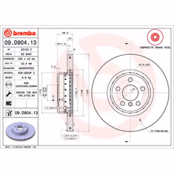 Disque de frein BREMBO 09D90413 avant, ventilé, à haute teneur en carbone, 1 pièce