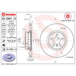 Disque de frein BREMBO 09D90413 avant, ventilé, à haute teneur en carbone, 1 pièce