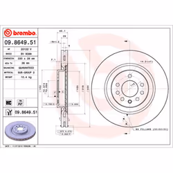 Disque de frein BREMBO 9864951 avant, ventilé, à haute teneur en carbone, 1 pièce