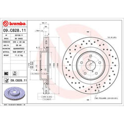Disque de frein BREMBO 09C82811 avant, ventilé, à haute teneur en carbone, 1 pièce