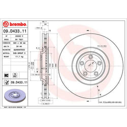 Disque de frein BREMBO 09D43311 avant, ventilé, à haute teneur en carbone, 1 pièce