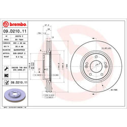 Disque de frein BREMBO 09D21011 avant, ventilé, à haute teneur en carbone, 1 pièce