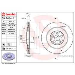 Disque de frein BREMBO 09D43411 arrière, ventilé, à haute teneur en carbone, 1 pièce