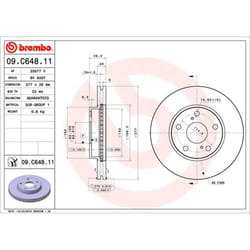 Disque de frein BREMBO 09C64811 avant, ventilé, 1 pièce