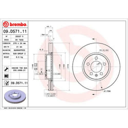 Disque de frein BREMBO 09D57111 avant, ventilé, à haute teneur en carbone, 1 pièce
