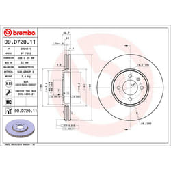 Disque de frein BREMBO 09D72011 avant, ventilé, à haute teneur en carbone, 1 pièce
