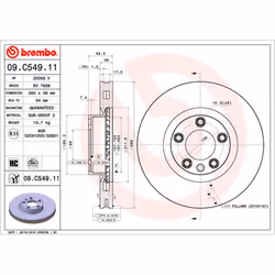 Disque de frein BREMBO 09C54911 avant, ventilé, à haute teneur en carbone, 1 pièce